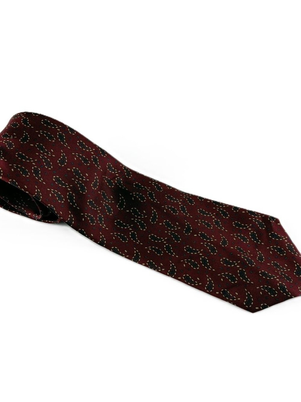 JSACO Classic Width Men's Tie Burgundy Maroon Paisley 100% Silk Made in Italy